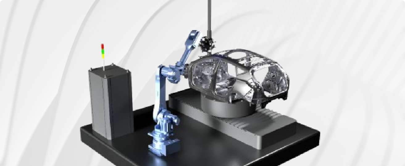 Sistema automatizado AutoScan-T 3D realizando control de calidad para metrología avanzada en componentes industriales