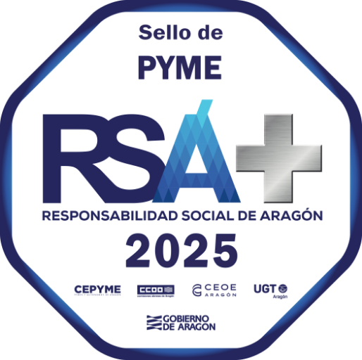 Empresa con certificados de metrología y sello de PYMES 2025, destacando en Responsabilidad Social de Aragón