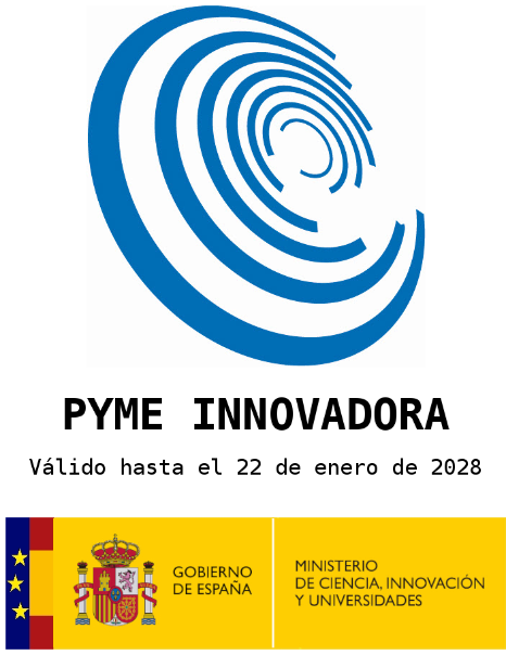 Empresa con certificado de metrología y sello PYME Innovadora del Ministerio de Ciencia, Innovación y Universidades de España