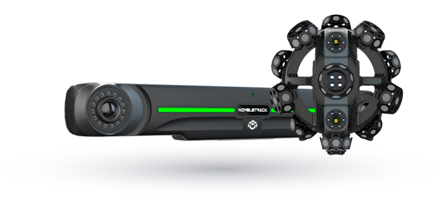 Sistema NimbleTrack Wireless 3D realizando escaneo inalámbrico con tecnología de láser azul
