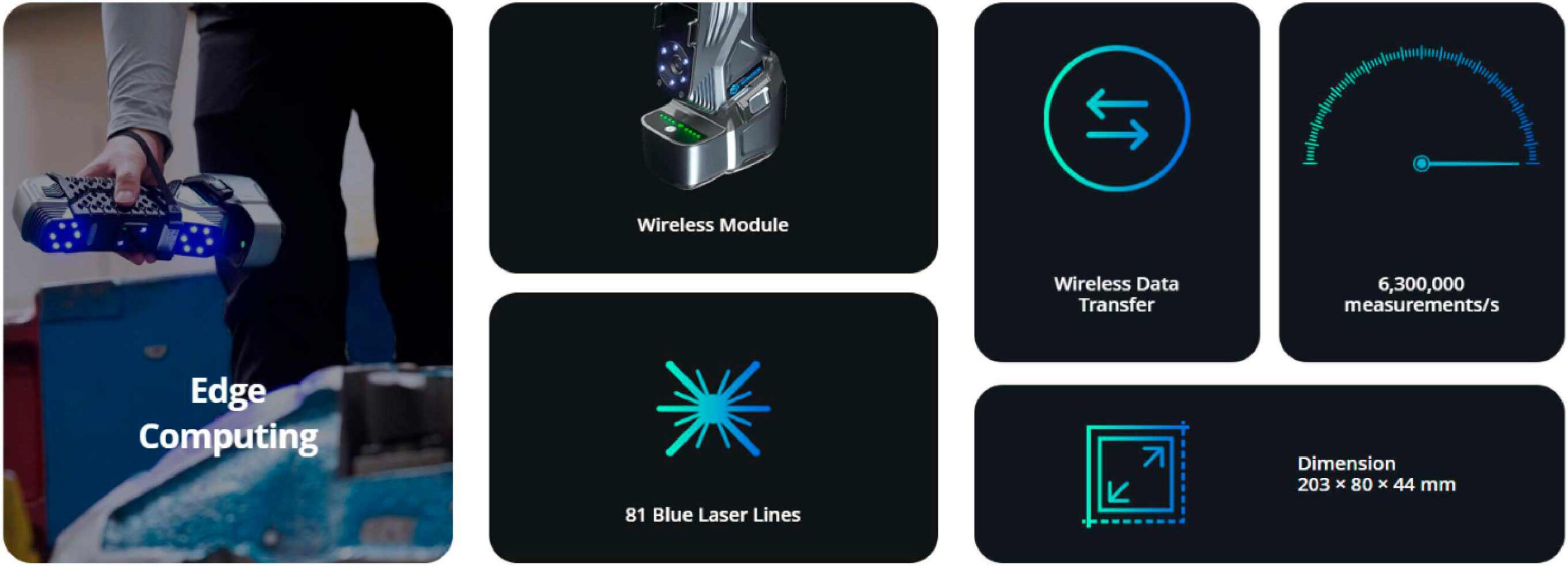 Escáner 3D portátil e inalámbrico Trackscan-S con tecnología edge computing para procesamiento eficiente