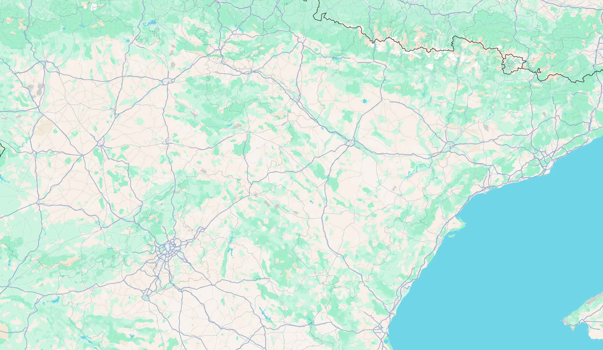 Mapa de España con la ubicación y datos de contacto de Vector0