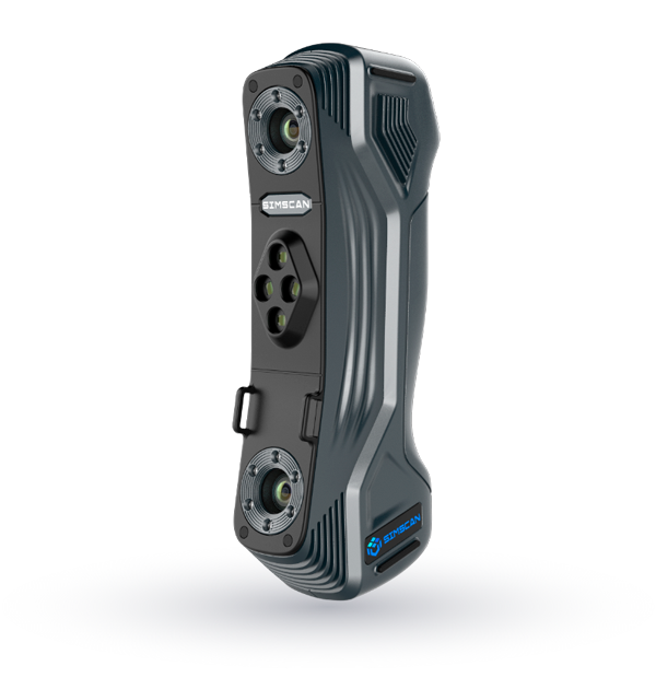 Escáner 3D portátil Scanology Simscan Gen 2 mostrado como imagen principal de la página dedicada a equipos de precisión para pequeñas y medianas piezas.