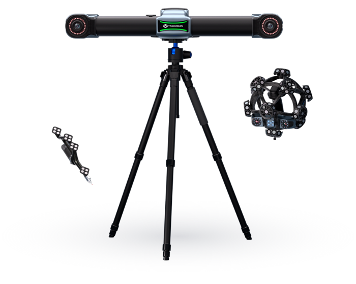 Escáner 3D Scanology TrackScan Sharp mostrado como imagen principal de la página de metrología de alta precisión.